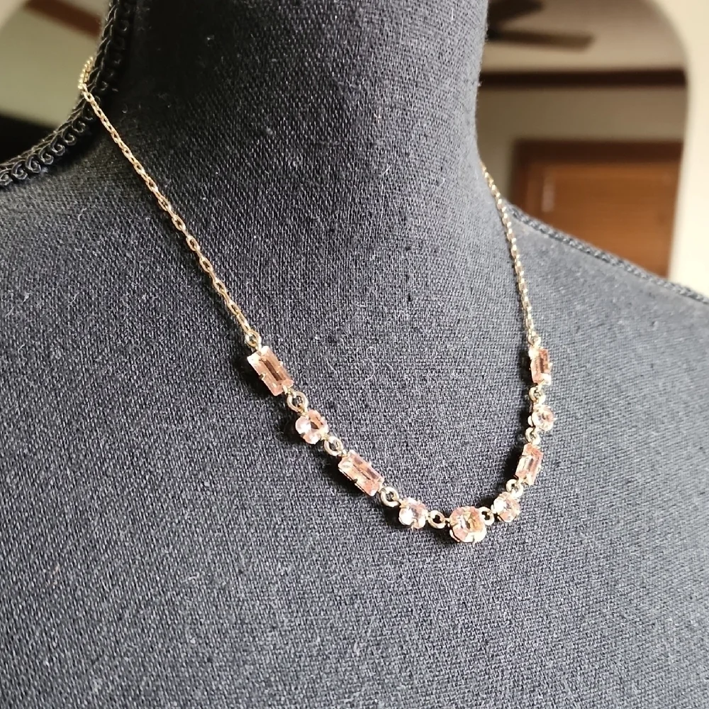 Ralph Lauren Pink and Gold Necklace with Delicate Beads